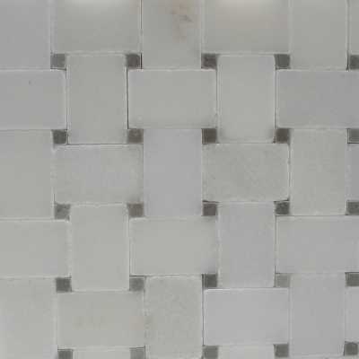 White-spain-grey microbasketweave mosaic-tilery